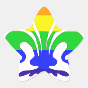 Stylized Rainbow Fleur de Lis Star Sticker