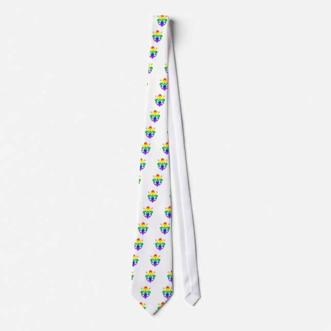 Stylized Rainbow Fleur de Lis Tie (Front)