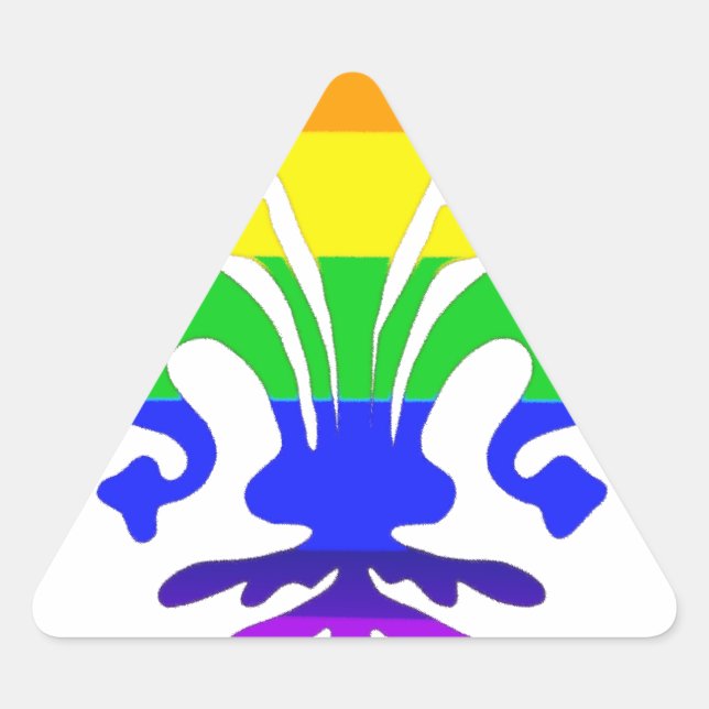 Stylized Rainbow Fleur de Lis Triangle Sticker (Front)