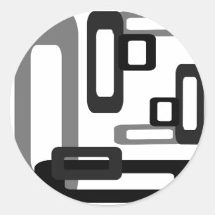 Stylized Rectangles Grey/Black Classic Round Sticker