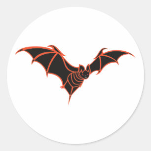 Stylized Red and Black Bat Classic Round Sticker