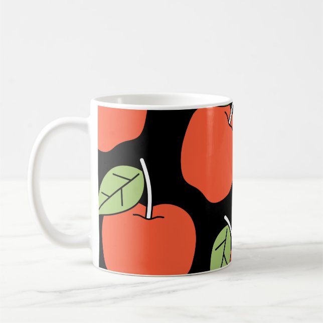 Stylized Red Apples: Bright Pattern Coffee Mug (Left)