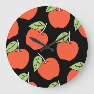 Stylized Red Apples: Bright Pattern Large Clock