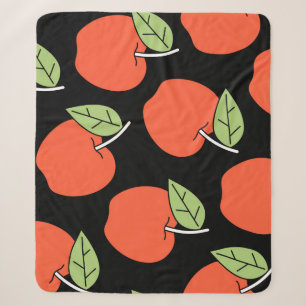 Stylized Red Apples: Bright Pattern Sherpa Blanket