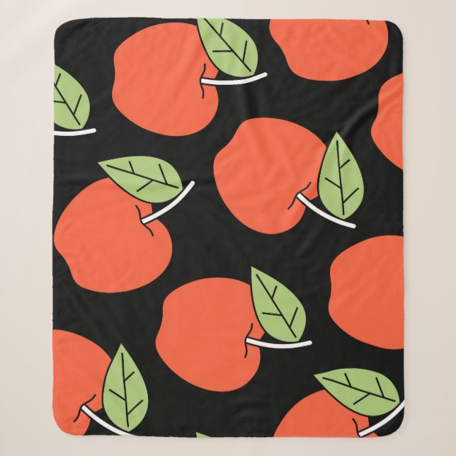 Stylized Red Apples: Bright Pattern Sherpa Blanket (Front)