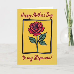 Stylized Red Bloom Mothers Day Card