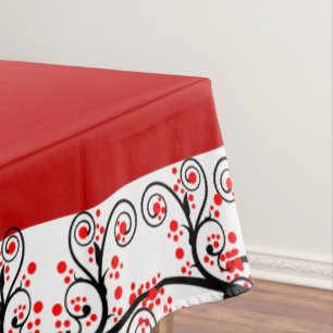 Stylized Red Blossoms Tablecloth
