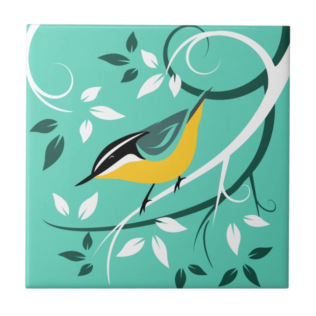 Stylized Red Breasted Nuthatch Tile (Front)