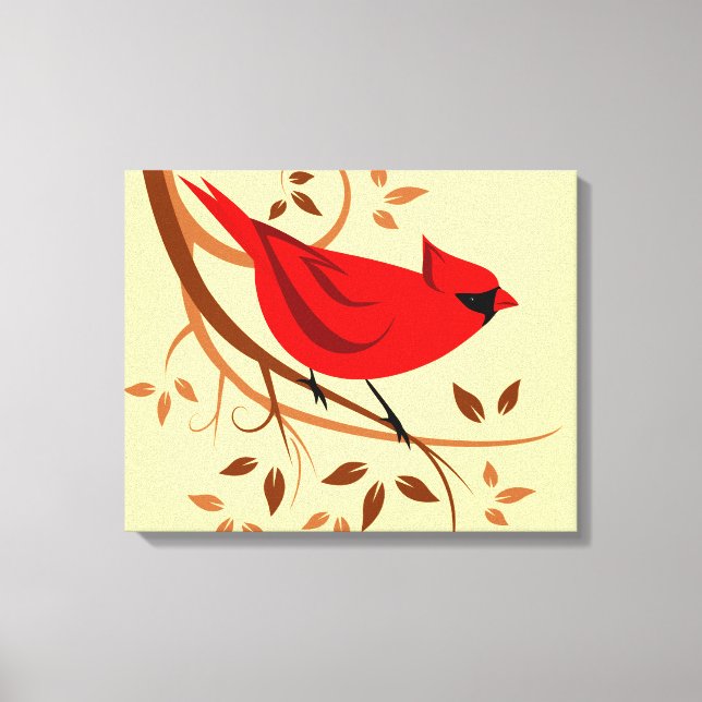 Stylized Red Cardinal Art Canvas Print (Front)