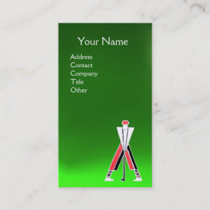 STYLIZED RED GOLFER,GOLF INSTRUCTOR MONOGRAM Green Business Card