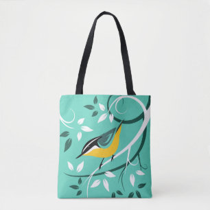 Stylized Red Nuthatch Tote Bag