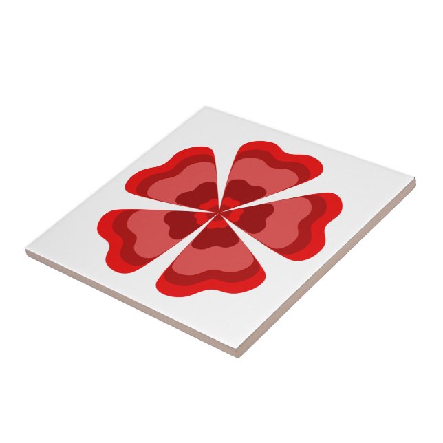 Stylized Red Retro Flower  Tile (Side)