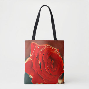 Stylized Red Rose Tote Bag