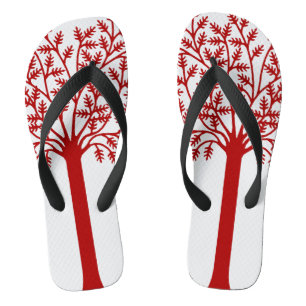 Stylized Red Tree Flip Flops