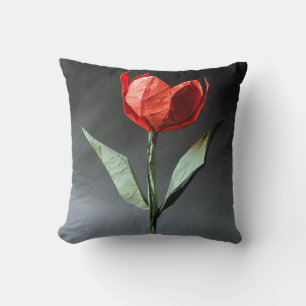 Stylized Red Tulip Pillow