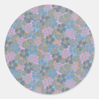 Stylized Retro Floral Pattern Classic Round Sticker
