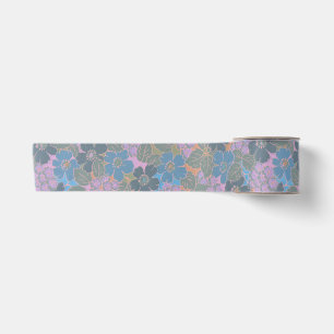 Stylized Retro Floral Pattern Satin Ribbon