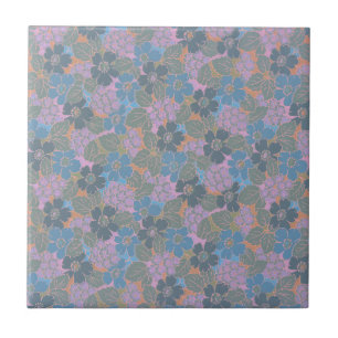 Stylized Retro Floral Pattern Tile