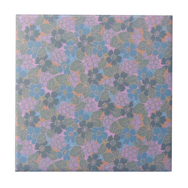 Stylized Retro Floral Pattern Tile (Front)