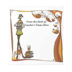 Stylized Retro Teacher  From the Desk OF NAME HERE Notepad