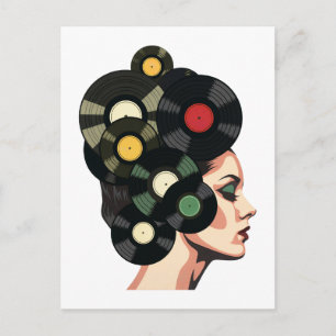 Stylized Retro Vinyl Record Poster Art Postcard
