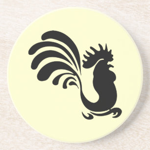 Stylized Rooster Sandstone Coaster