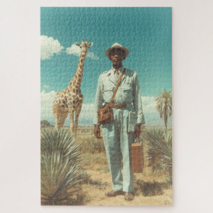 Stylized Safari Portrait Giraffe Desert Landscape Jigsaw Puzzle