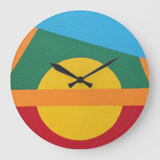 Stylized Setting Sun Large Clock