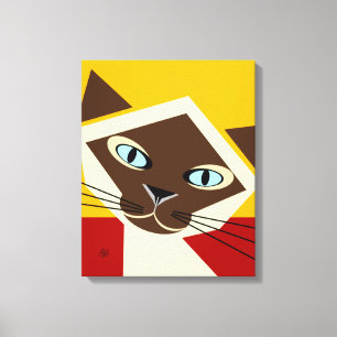 Stylized Siamese Cat Portrait Canvas Print