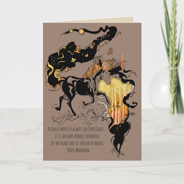 Stylized Silhouette Horse with Quote Card (Front)
