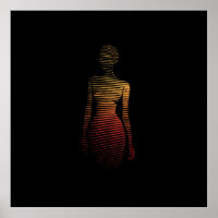 Stylized Silhouette of Woman – Gradient Line Art