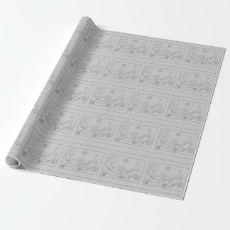 Stylized Silver Rein Deer Wrapping Paper