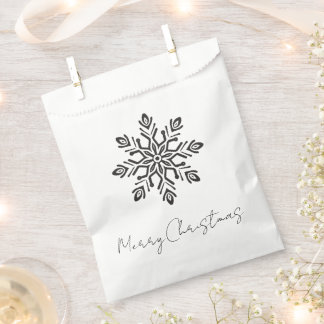 Stylized Simple Retro Merry Christmas Snowflake Favour Bag