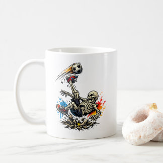 Stylized Skeleton Bicycle Kick Soccer Mug | Funny 
