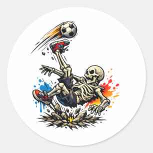 Stylized Skeleton Bicycle Kick Soccer Mug Funny Classic Round Sticker