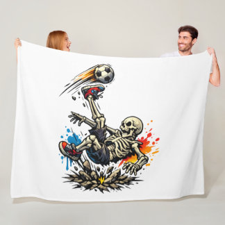 Stylized Skeleton Bicycle Kick Soccer Mug | Funny  Fleece Blanket