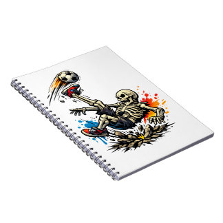 Stylized Skeleton Bicycle Kick Soccer Mug | Funny  Notebook