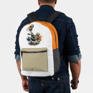 Stylized Skeleton Bicycle Kick Soccer Mug Funny Printed Backpack
