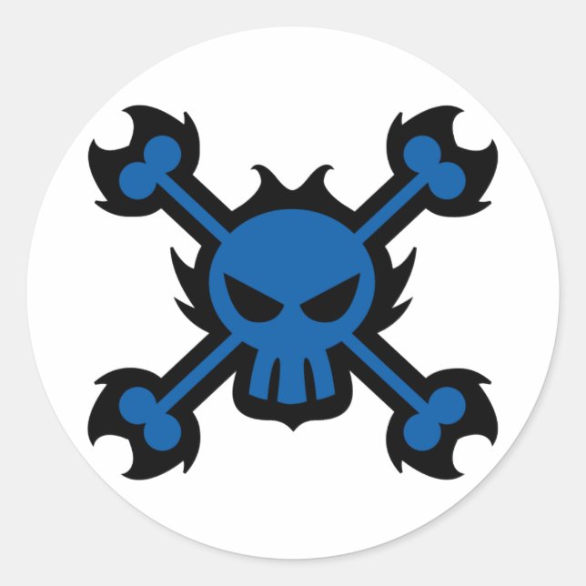Stylized Skull Icon Sticker in Blue (Front)