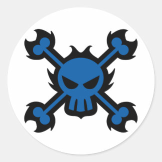 Stylized Skull Icon Sticker in Blue