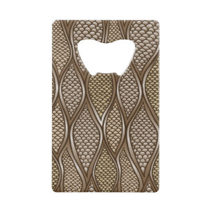 Stylized snake skin credit card bottle opener