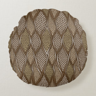 Stylized snake skin round pillow