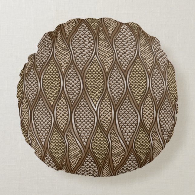 Stylized snake skin round pillow (Front)