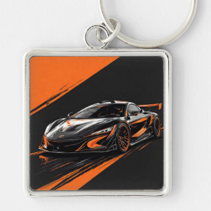 Stylized Sports Car Keychain