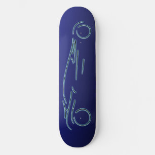 Stylized Sportscar - glowing blue neon auto design Skateboard