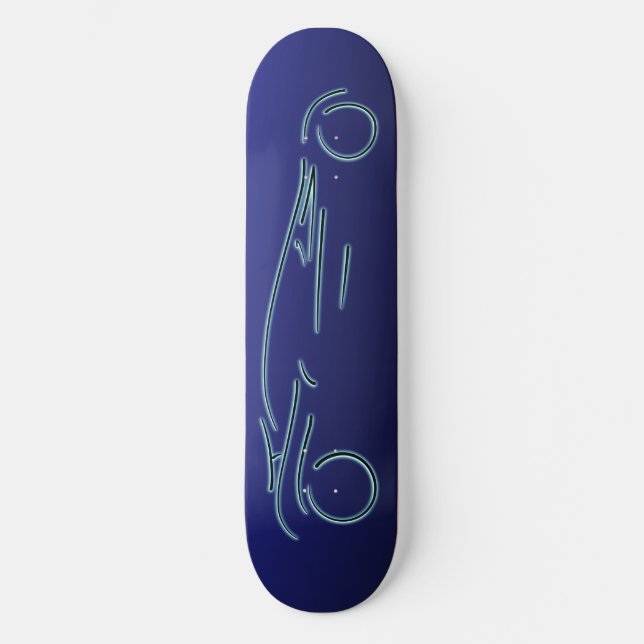 Stylized Sportscar - glowing blue neon auto design Skateboard (Front)