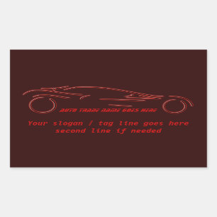 Stylized Sportscar - glowing red neon auto design Sticker