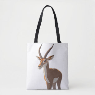 Stylized Springbok Antelope Full Body Illustration Tote Bag