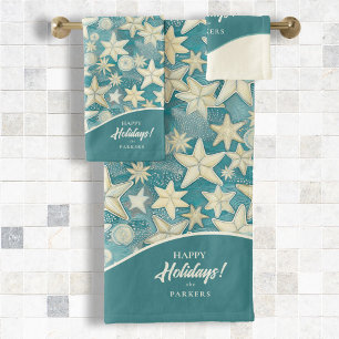 Stylized Starfish & Sand Dollars Pattern#25 ID1009 Bath Towel Set