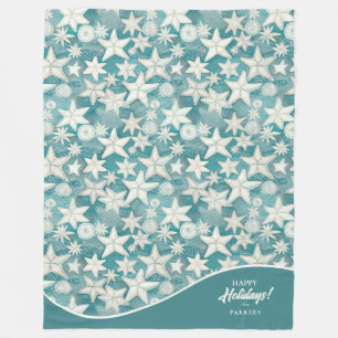 Stylized Starfish & Sand Dollars Pattern#25 ID1009 Fleece Blanket
